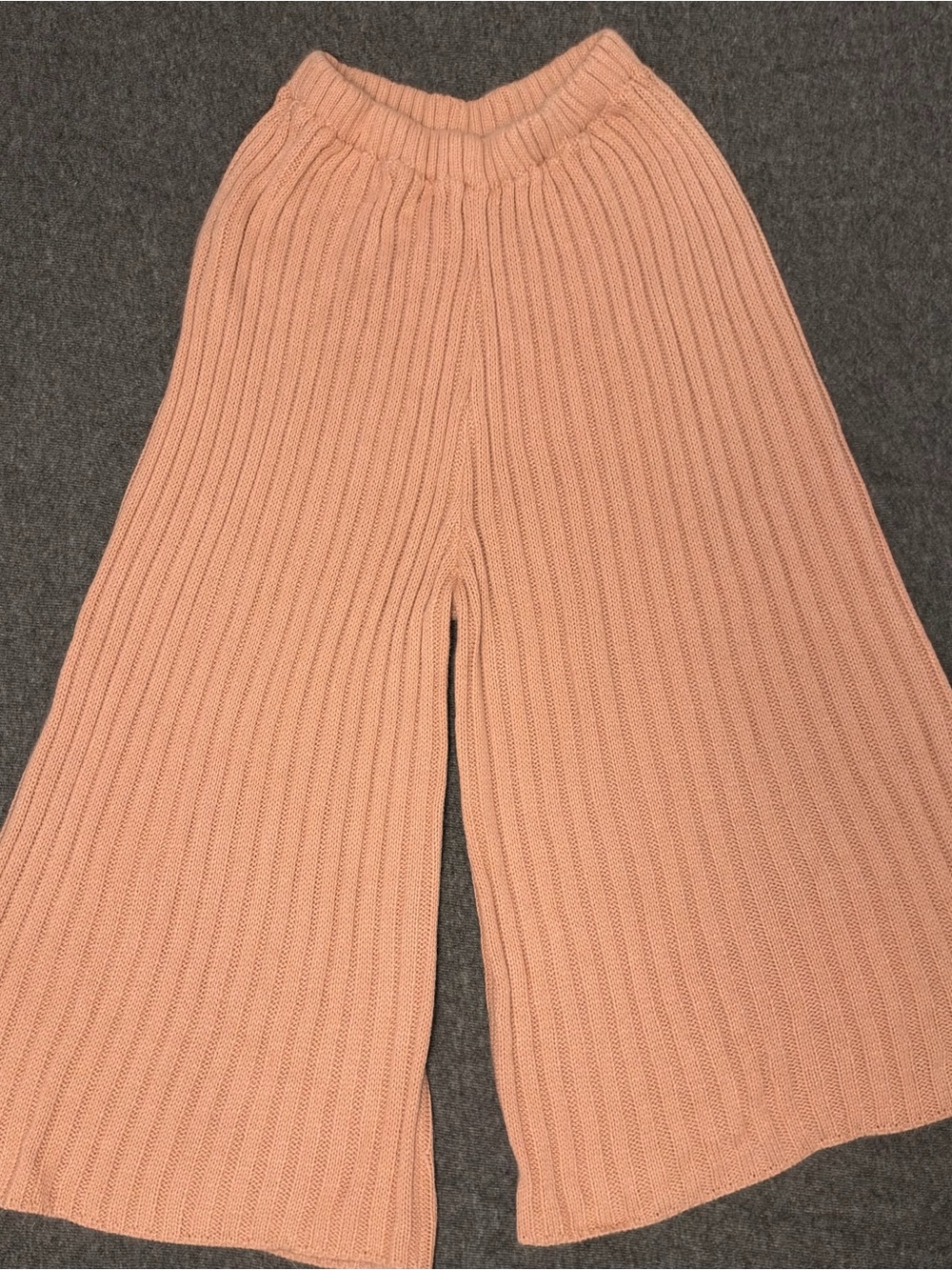 Nasty Gal Collection Pink Ribbed Knit Wide Leg Pants Size L High Rise